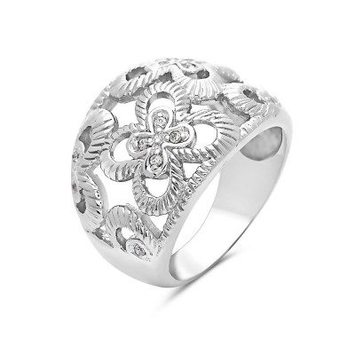 Sterling Silver Ring Width 16mm Open Butterfly Filigree Band with