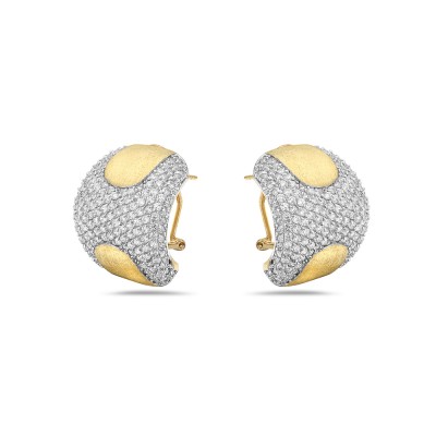 Brass Earring with Clear Cubic Zirconia at Center with Brush Text