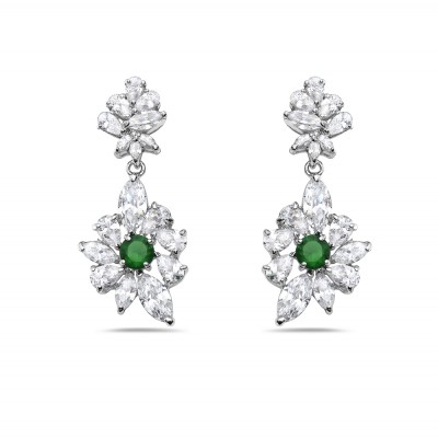 Brass Earring Marqui/Tear Drop Cubic Zirconia All Around with Clear Cubic Zirconia