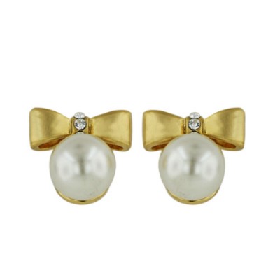 Brass Earg Cl Cz Ctr Gd Bow Wht 8Mm Pearl Bottom