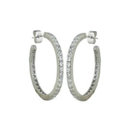 Brass Earg 32.85Mm Huggie Clear Cz Channel Setting, Clear