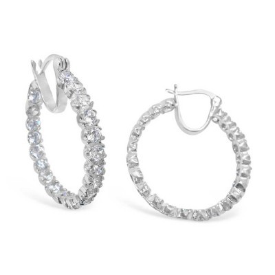 Brass Earring 28.74mm Huggie Clear Czw/ Hinge-With-Notch