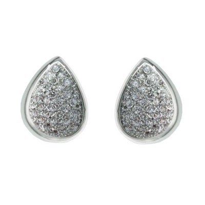 Brass Earg Concave Cl Cz Pave T-Drop Stud