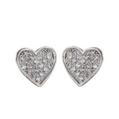 Brass Earg 8*8Mm Heart W/Cl Cz Pave Stud