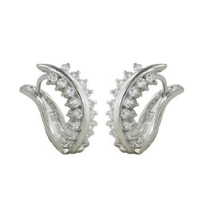 Brass Earg Wavy Leave W/Cl Cz**Rh**Omega Back