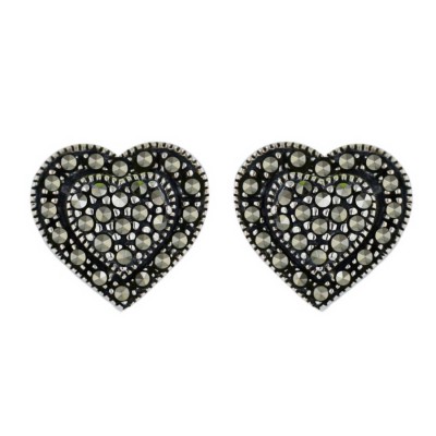 Marcasite Earring Puff Heart