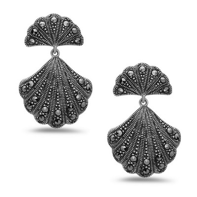 MARCASITE EARRING FAN SHAPE DANGLING