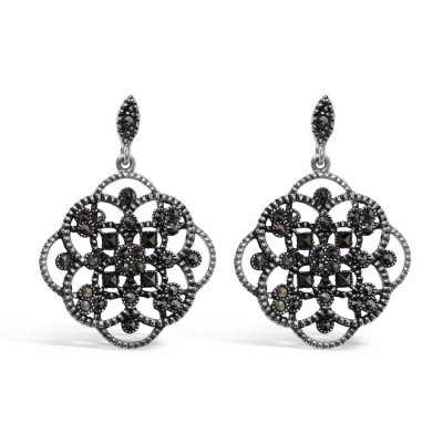 MARCASITE EARRING FLOWER FILIGREE POST