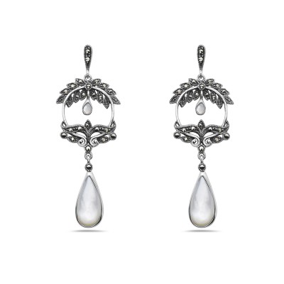 MS EARRING CIRCLE WREATH TEARDROP MOTHER OF PEARL