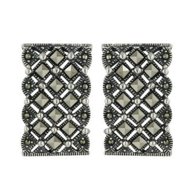 Marcasite Earring Square Cut Rectangular Stardust-Bigger--