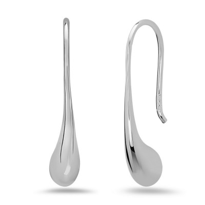 STERLING SILVER EARRING PLAIN SIDED T-DROP W/DESIGNER HOOK