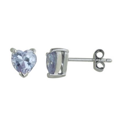 Sterling Silver Earring Lvndr Cubic Zirconia 5mm Heart Stud