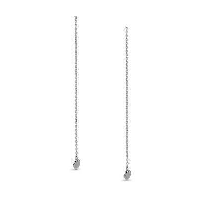 Sterling Silver Earg Threader W/ Aside Heart Dangle, Silver