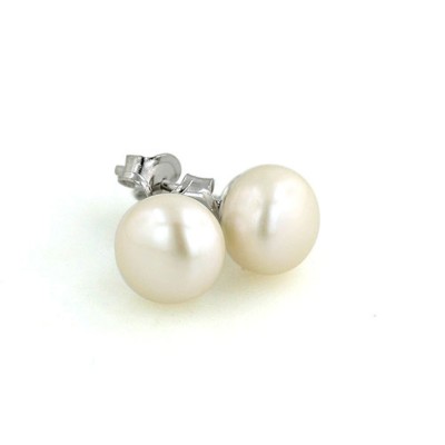 STERLING SILVER EARRING 10MM POTATO FRESH WATER PEARL STUD