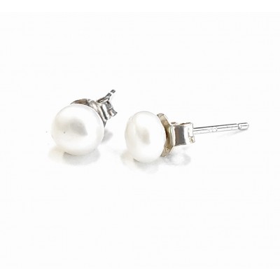 Sterling Silver Earring 4Mm Potato Fresh Water Pearl Stud