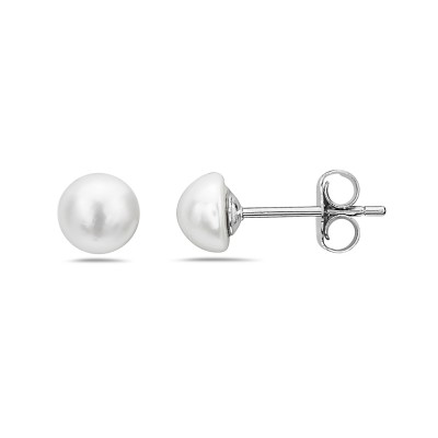 Sterling Silver Earring 6 Mm Potato Fresh Water Pearl Stud