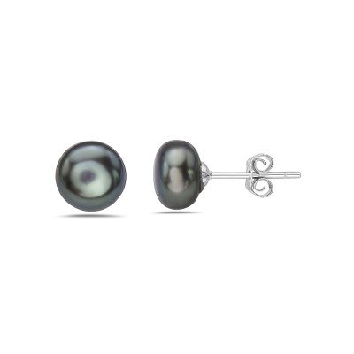 Sterling Silver EARRING 8MM POTATO PEACOCK FRESH WATER PEARL ST