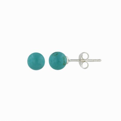 Sterling Silver Earring 6mm Faux Turquoise Stud
