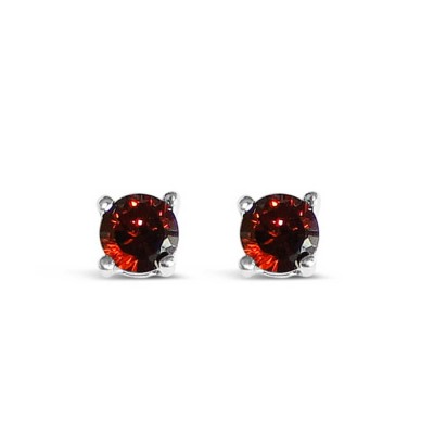 Sterling Silver Earring 5mm Round Garnet (#Czgn) Cubic Zirconia Stud