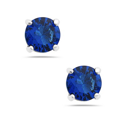 Sterling Silver Earring 5mm Round Sap (#N11.1) Glass Stud