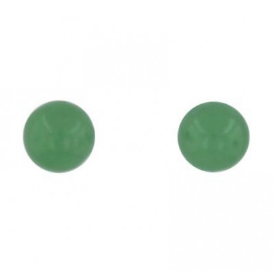 Sterling Silver Earring 6mm Green Jade Ball Stud