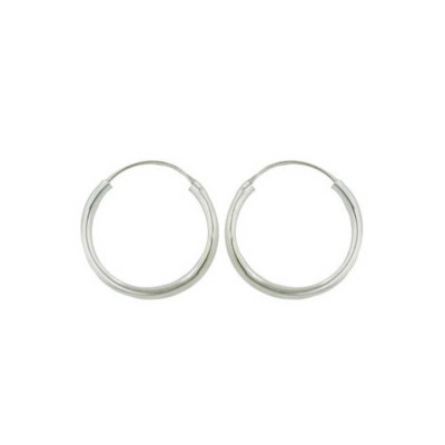 Sterling Silver Earring 28mm Open Plain Circle Hoop--Silver Plate