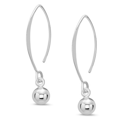 STERLING SILVER EARRING PLAIN 6MM BALL WITH SHORT ALMOND HOOK