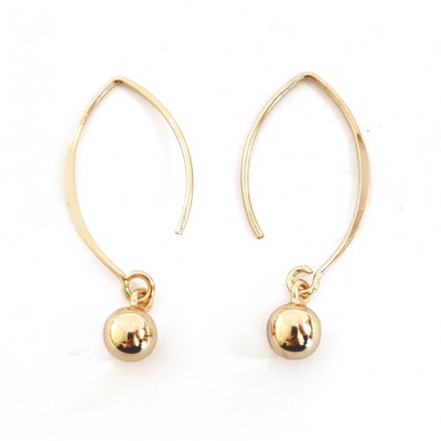 Sterling Silver EARRING PLAIN 6MM BALL WITH SHORT ALMOND HOOK G-2S-4116GD-6