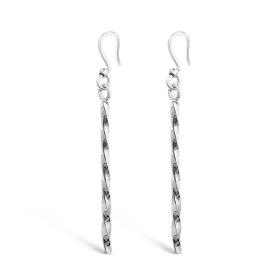 Sterling Silver Earg 30Mm Twisted Stick W/ French Wire