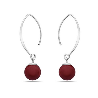 Sterling Silver Earring Small Almond Hook With 10Mm Red Jasper