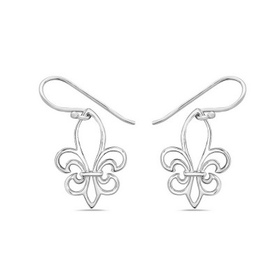 Sterling Silver Earg Plain Fleuis Del Lis W/French Wire***Ec/Nf**