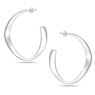 Sterling Silver Earring 45mm Plain "C" Hoop--E-coated/Nickle Free--