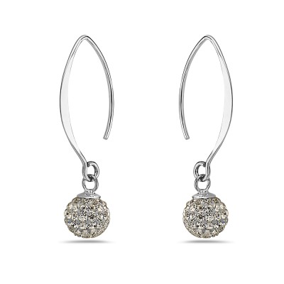 Sterling Silver Earring 8mm Clear Crystal with Almond Hook