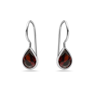 Sterling Silver Earg 6X7Mm Garnet Cz Teardrop With French Wire***