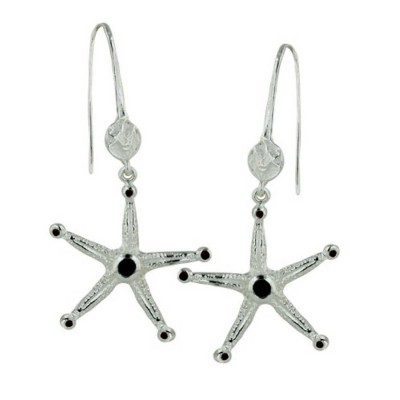 Sterling Silver Earring 5 Pcs of Gem Garnet +Black Onyx Gemstone