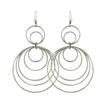 Sterling Silver Earring Loop Circle Top+13+20+30+35+40mm Rhodium Plating Plate