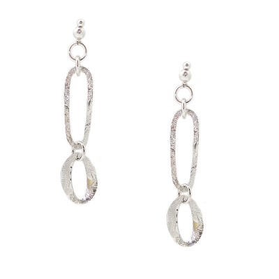 STERLING SILVER EARRING DANGLE OVAL ROSE GOLD LINKS