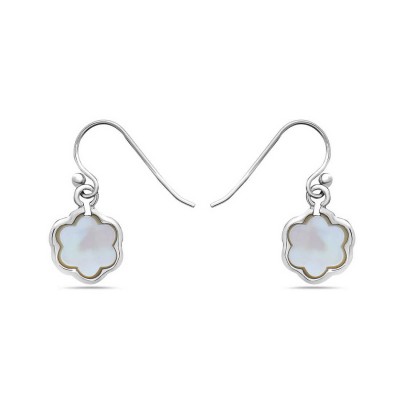 Sterling Silver Earring Of Flower Mop With French Wire