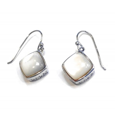 Sterling Silver Earring Rhombus Mop With French Wire