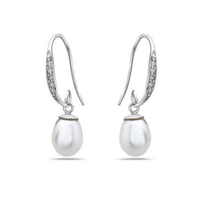 Sterling Silver Earring French Wire W/ Clear Cz (Fe4184-1) & Whit