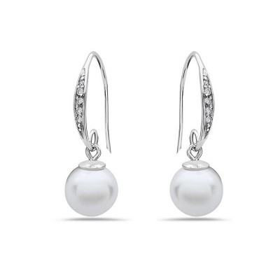 Sterling Silver Earring French Wire W/ Clear Cz (Fe4184-1) & Whit