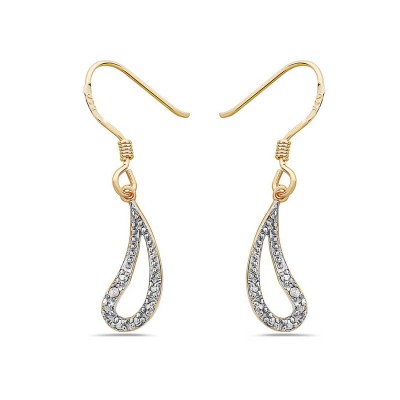 Sterling Silver Earring 7.5-16mm Diamond Accent Paisley