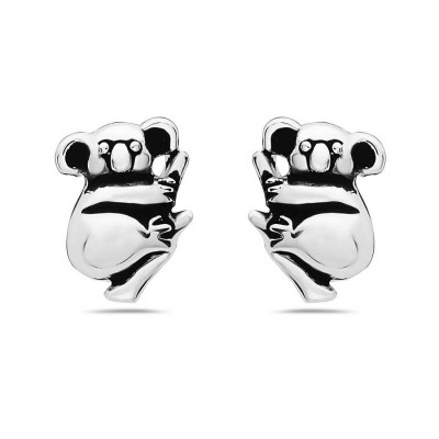 Sterling Silver Earring Koala Stud -E-Coated-
