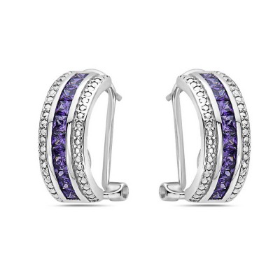 Sterling Silver Earring Omega Back Half Hoop 15.5 mm 6 mm Wide