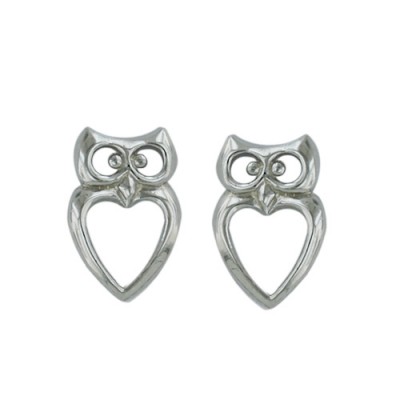 Sterling Silver Earring Owls Line-Rhodium Plating