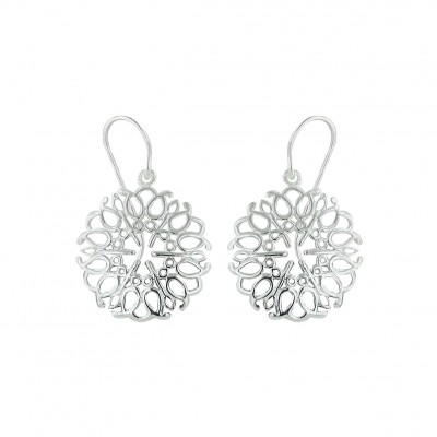 Sterling Silver Earring Open Flower Filigree E-Coat