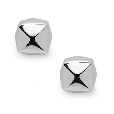 Sterling Silver Earring Plain Silver Spiky Cube Stud