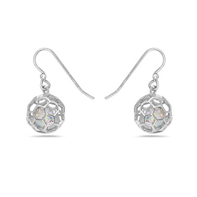 Sterling Silver Earring Bee Hive Ball AB color Cyrstal Crystal Pieces
