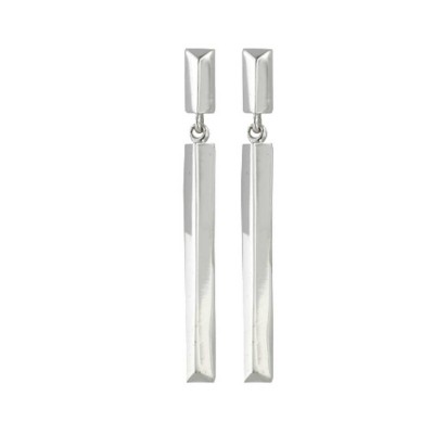 Sterling Silver Earring Plain Silver Trianle Bar Dangle