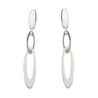 Sterling Silver Earring Plain Silver Open Oval Link -E-Coat-